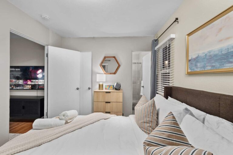 Casa Luna bright bedroom with closet storage