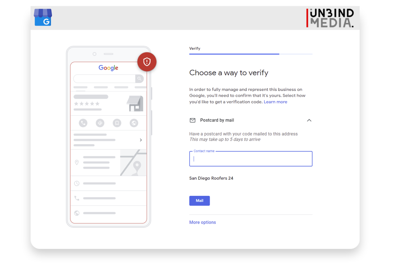 Choose a way to verify your Google My Business account